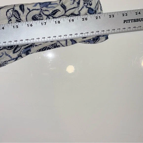 Nwot Rachel Zoe Floral Linen Button Shirt Top M High Low Hem Coastal Grandma - Picture 6 of 7